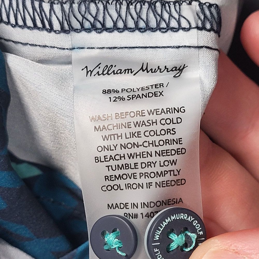 William Murray Houndstooth Long Sleeve Button Up‎ Shirt Mens Large Blue - Picture 3 of 9